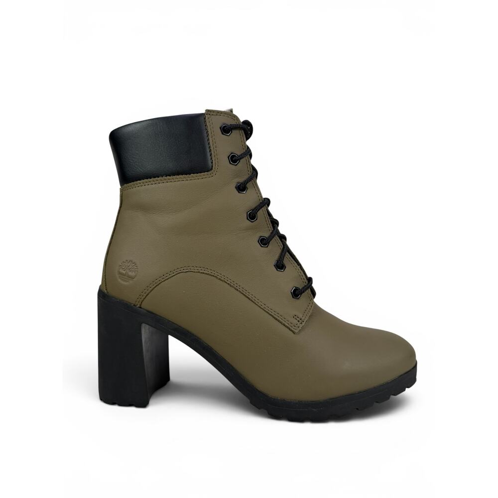 Timberland Allington Heeled Boots Womens 9 Olive Green‎ Leather Lug Sole Lace Up